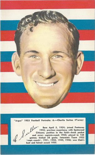 1953 Argus Football Portraits #6 Charlie Sutton Front